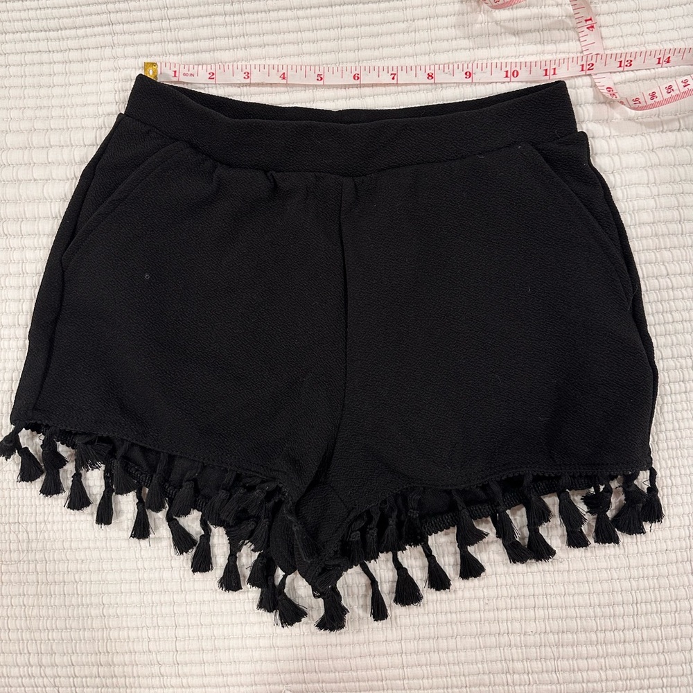 black fringe shorts size XS
